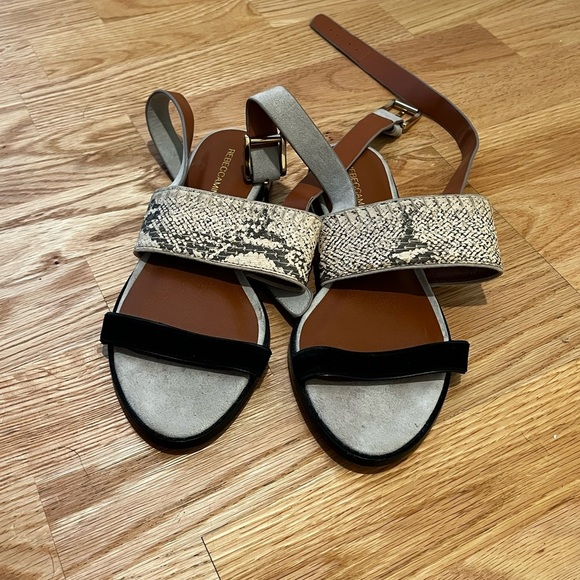 Rebecca Minkoff Serena Snake Embossed Leather Ankle Strap Size 7 - Picture 7 of 8